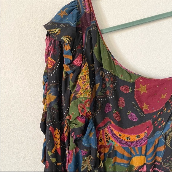 NWT FARM Rio Crazy Mix One-Shoulder Midi Dress Size S - Picture 7 of 14
